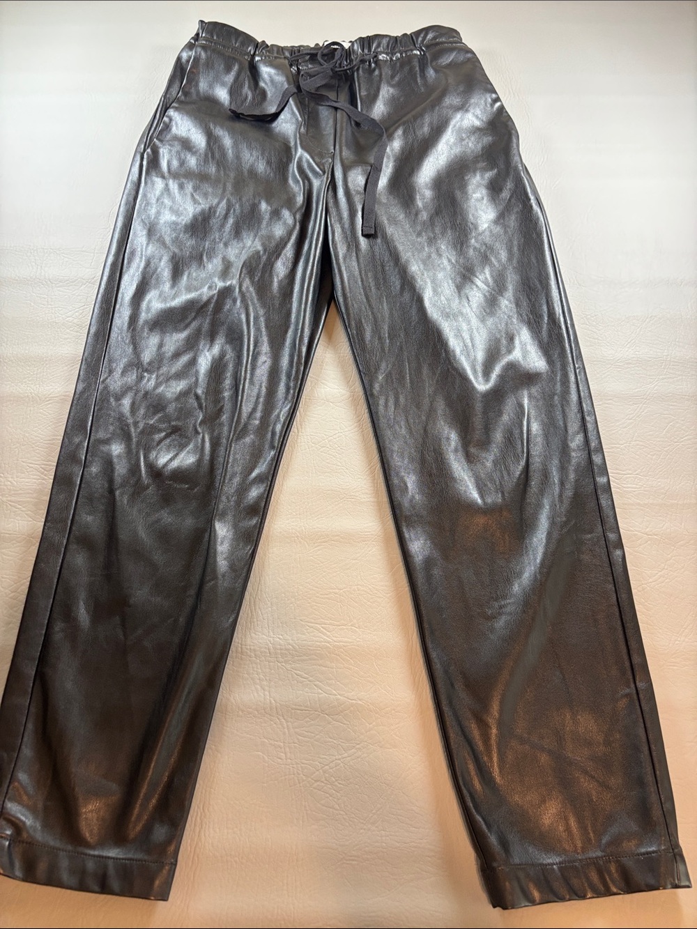 OVERLOVER Black Fluid Crepe Trousers Size 29 / M Shoelace Drawstring Pants